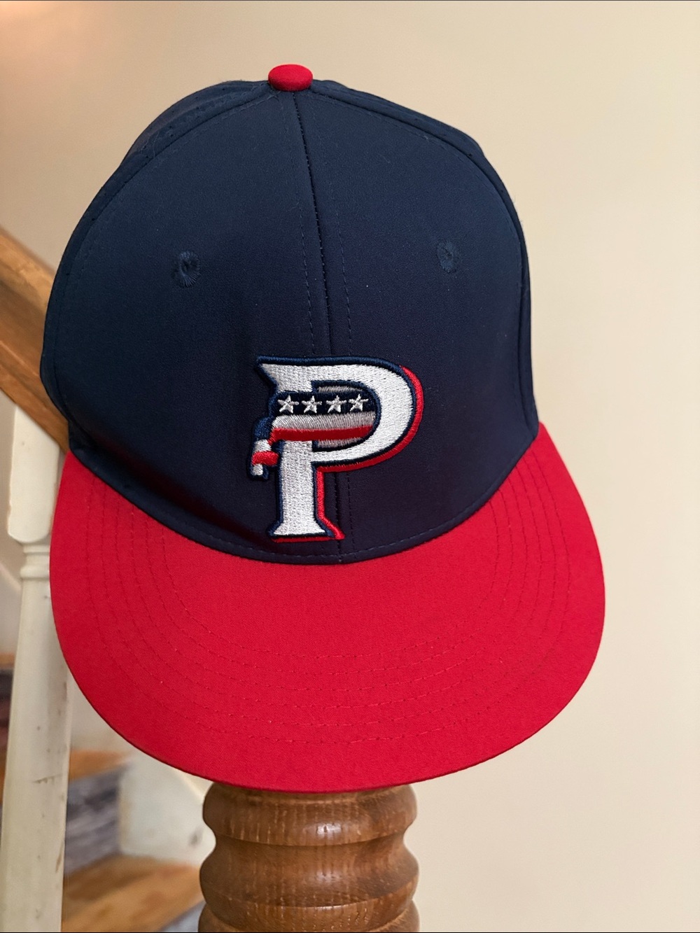 Navy & Red Fitted Baseball Cap with Patriotic ‘P' Logo